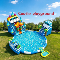Parc aquatique gonflable commercial mobile, ensemble complet, toboggan aquatique gonflable, piscine, aire de jeux pour la location dans les parcs d'attractions