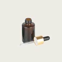Flacon compte-gouttes en verre ambré prêt à l'emploi, cylindrique, pour sérum de soin, capacité personnalisable 20ml-100ml, couleur personnalisée argent noir