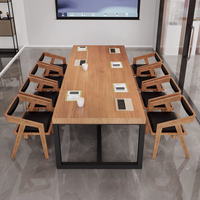 Table à manger longue en bois sur mesure, avec structure métallique, écologique, pour plusieurs personnes, idéale pour restaurants, villas et salles de réunion