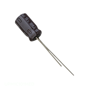 Condensador de Aluminio UPM1C101MED de Canal de Fabricante, 100uF 20% 16V, Tipo Radial TH, Condensador de Orificio Pasante de 100uF - Product Image 1