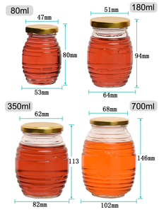 Pot <span class=keywords><strong>de</strong></span> miel rond <span class=keywords><strong>de</strong></span> luxe en forme <span class=keywords><strong>de</strong></span> ruche <span class=keywords><strong>de</strong></span> 80ml 180ml 350ml 700ml pot <span class=keywords><strong>de</strong></span> confiture <span class=keywords><strong>de</strong></span> miel en verre vide rond avec couvercles en métal à vis - Product Image 2