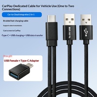Kabel Transmisi Data CarPlay AI BOX yang Tersedia, Konektor USB/Type-C, Dilengkapi Catu Daya Tambahan (Nylon Berkualitas Tinggi)
