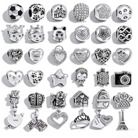 Bracelet à breloques en gros en acier inoxydable 316, chaîne réglable avec perles breloques Cœur, Animal, Château pour bijoux et cadeaux