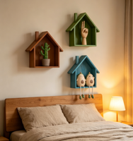 Étagère décorative murale multifonction en bois, moderne, petite, pour l'entrée de la maison, gravée et peinte par pulvérisation