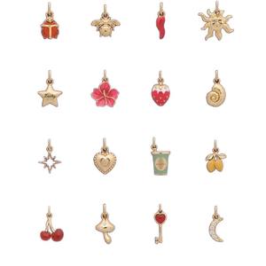 D448 Elegante <span class=keywords><strong>Ciondolo</strong></span> in Acciaio Inox a Forma di <span class=keywords><strong>Coccinella</strong></span>, Fungo, Fiore, Ciliegia, Accessorio Smaltato per Creazione di Gioielli da Donna - Product Image 1