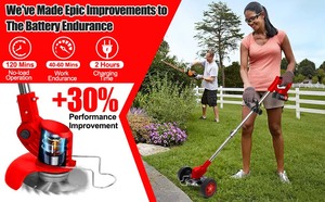 Elettrico Wacker Wacker regolabile Cordless Weed Eaters 3 in 1 elettrico filo Trimmer <span class=keywords><strong>prato</strong></span> con due batterie, giardino, giallo - Product Image 4