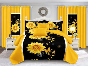 Venta al por mayor de 6 piezas de microfibra King Size juego de sábanas funda de almohada a rayas planta de algodón para hoteles flor impresa ropa de cama Stock - Product Image 2