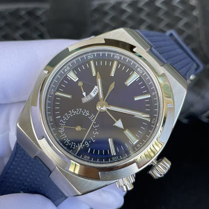 Reloj de Diseño Personalizado para Hombre, Caja de Acero, Esfera Azul, Correa de Goma, Cristal de Zafiro, Luminoso, Resistente al Agua 50 Bar, Doble Hora - Product Image 2