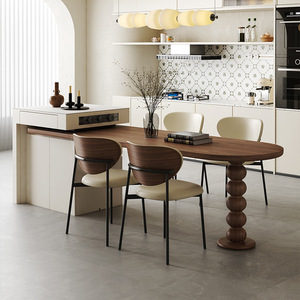 Meubles de Maison en Bois Massif pour Dîner Restaurant Île à Manger Cuisine Table en Bois <span class=keywords><strong>Nordic</strong></span> Sintered Stone Top Table Kitchen Island - Product Image 2