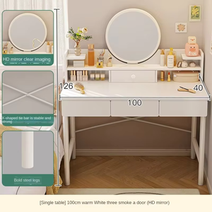Ensemble Coiffeuse Moderne Simple avec Miroir et Éclairage Intégré pour Chambre à Coucher, Idéal pour Petits Espaces - <span class=keywords><strong>Prix</strong></span> Usine - Product Image 3
