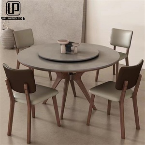 Juego de Mesa y Sillas de Comedor Redondas de Madera y Mármol de Estilo Europeo y Americano de Primera Calidad Personalizado con Plato Giratorio - Product Image 3