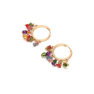 Boucles <span class=keywords><strong>d</strong></span>'oreilles créoles unisexes à la mode puces de pierre mélangée synthétique naturelle avec <span class=keywords><strong>diamant</strong></span> de taille princesse plaqué or - Product Image 6