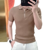 Pull décontracté haut de gamme à manches courtes côtelées en tricot écologique brodé sur mesure pour homme – Fabricant OEM/ODM en marque blanche
