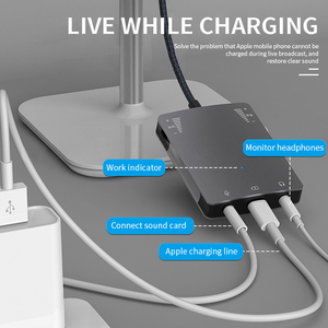 Bộ chuyển đổi âm thanh 3 trong 1 USB-C sang 3.5mm có sạc, thẻ âm thanh phát trực tiếp có micrô để phát sóng điện thoại - Product Image 3