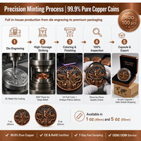 Pièce de collection Pirate Angel 5oz en cuivre fin 999, motif Kraken Octopus en relief, pièce commémorative ronde en cuivre pur