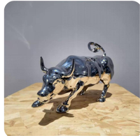 Estatua de Toro de Acero Inoxidable Pulido a Espejo Personalizada BZY, Arte Moderno para Escritorio de Oficina, Regalo Financiero de Prosperidad, Venta al por Mayor B2B