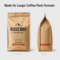 Kantong Kopi Flat Bottom Kapasitas Besar 1kg 2lb dengan Katup dan Resleting untuk Biji Kopi Panggang dan Pengecer Grosir