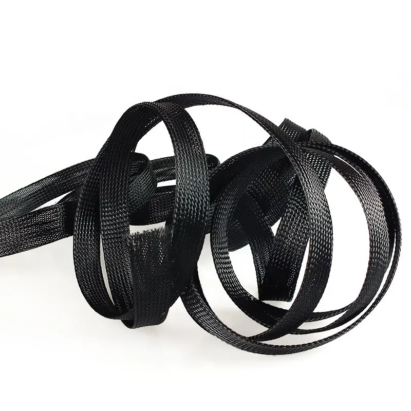 PET Cable Sleeves 45mm black Snakeskin Mesh Wire Protecting Nylon Tight PET Expandable Insulation Sheathing Braided Sleeves