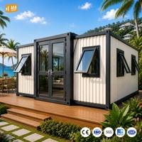 Maison conteneur extensible étanche version UE, maisonnette préfabriquée moderne pour projet de villégiature côtière, jardin, villa, ou espace de vie extérieur