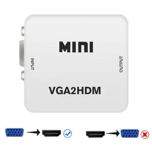 Convertisseur VGA vers HDMI entrée VGA ordinateur portable sortie HDMI moniteur boîte blanche emballage OEM pièces paquet de couleur