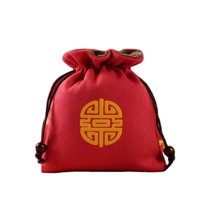 Pochette en brocart de lin recyclable, petite, à cordon, pour emballage cadeau, rangement, jeux de société Walnut Literati, montres - Product Image 1
