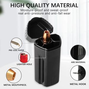 Estuche Pre-Enrollado para Cigarrillos, Diseño Minimalista Rectangular Negro de ABS, Portátil, con 4 Compartimentos, Accesorio para Fumar - Product Image 2