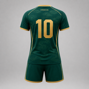 <span class=keywords><strong>Ensemble</strong></span> personnalisé de maillot et short de volley-ball culturel avec motif nuage et bordure dorée - Product Image 3