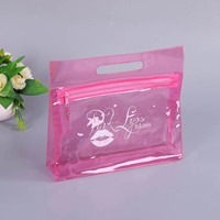 Pochette cosmétique en PVC transparent avec logo doré personnalisé, sac à fermeture éclair en plastique noir néon pour maquillage