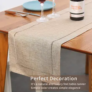 Corredor de mesa de linho de algodão, decoração delicada, padrão oco, design de mesa de jantar