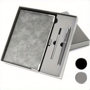A5 Hardcover Notebook <b>Set</b> Premium Black Gift Box Smooth <b>Writing</b> No Ink Residue Pen Included Leather Cover 100 Sheets - Product Image 1