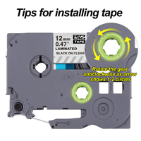 Ruban adhésif Boyeezon TZ Tape Tze -131 pour étiquettes imprimées, ruban laminé TZ 131 de 12 mm, cassette d'étiquettes transparente TZc131 TZc 131
