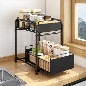 Modern Stainless Steel Kitchen <b>Sink</b> <b>Racks</b> Non-Folding Double-Tier Seasoning Storage Waterproof Towel <b>Rack</b> - Product Image 4