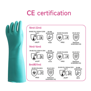 Guantes de <span class=keywords><strong>Examen</strong></span> de Nitrilo Industriales de China, Guantes de Protección <span class=keywords><strong>para</strong></span> las Manos, Guantes de Trabajo Verdes y Azules Recubiertos de Nitrilo - Product Image 4