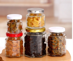 Lưu trữ <span class=keywords><strong>Jar</strong></span> hình lục giác hình dạng dưa tamato nước sốt ớt sacue mật ong mứt trong suốt hình lục giác lọ thủy tinh - Product Image 6