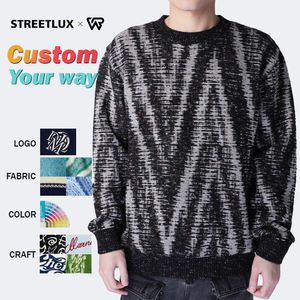 Fabricante de prendas de punto personalizadas LOGOTIPO Jersey de invierno para hombre Patrón de jacquard Prendas de punto de manga larga con cuello redondo Top de punto para hombres - Product Image 1