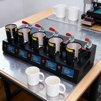 Presse à chaud pour tasses Topjlh Premium de haute qualité, 5 tapis chauffants, pour impression par sublimation personnalisée