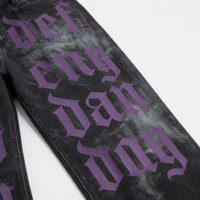 XUCHANG OEM, logo personnalisé, fabricant de haute qualité, streetwear, jeans en denim imprimé 100% coton, jeans de créateur lavés pour hommes