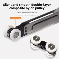 Kit de quincaillerie pour porte coulissante en alliage d'aluminium avec fermeture amortie, ensemble complet de rails et roulettes pour porte de placard ou de dressing