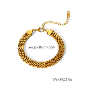 Bracelet en acier inoxydable plaqué or 18 carats 316L avec chiffres romains, petit carré, <span class=keywords><strong>papillon</strong></span>, bracelet cubain - Product Image 6