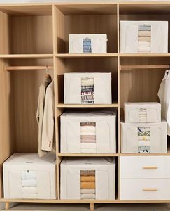 Stainless Steel Collapsible Waterproof Linen <b>Fabric</b> Heavy Duty Large Capacity Wardrobe Clothes <b>Storage</b> Organizer <b>Box</b> <b>for</b> Home - Product Image 4