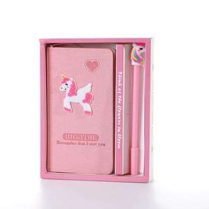 2024 thiết kế mới màu hồng dễ thương carton undated trống Tạp Chí Nhật Ký trẻ em máy tính xách tay với Pen Set cho cô gái - Product Image 2