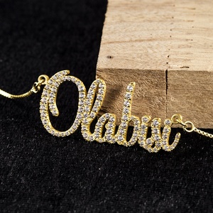 Luxury Sterling <strong>Silver</strong> 925 Jewelry Gold Diamond <strong>Name</strong> <strong>Necklace</strong> Personalized Letters Custom Ice Out Nameplate <strong>Necklaces</strong> - Product Image 5