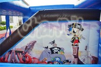 Castillo Inflable Pirata con Obstáculos, Tobogán Inflable, Parque de Diversiones, Obstáculos Inflables para Parques Infantiles