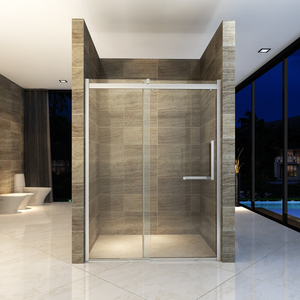 <span class=keywords><strong>Porte</strong></span> de <span class=keywords><strong>douche</strong></span> coulissante sans cadre en aluminium moderne, verre trempé de 8 mm, <span class=keywords><strong>sur</strong></span> <span class=keywords><strong>mesure</strong></span>, pour hôtel et usage domestique, avec système de glissière à roulettes - Product Image 1