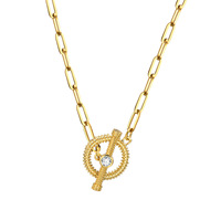 Moda impermeable mujer joyería 18K Real Pvd plateado Acero inoxidable chapado en oro Color goteo pegamento serie Ot-hebilla collar
