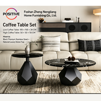 Ensemble de tables basses rondes design moderne, surface en pierre de luxe, mobilier de salon pour petits espaces, projets hôteliers, vente en gros