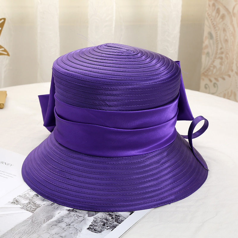 Trendy Purple Satin Flower Church Hat for Women - Ideal for Tea Parties,  Weddings & the Kentucky Derby - Formal Cloche Design