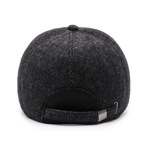 Snapback Cap Thickened Winter Baseball Cap For Men Outdoor Hiking Cycling Black Gray Brown Worsted Fabric - Product Image 1