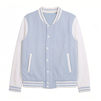 Veste universelle personnalisée OEM pour l'école, style baseball/basket, col montant, en polaire, broderie, fermeture éclair et boutons, pour l'hiver