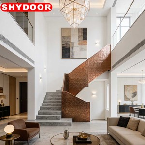 Rampe d'escalier sur mesure en <span class=keywords><strong>cuivre</strong></span> de qualité supérieure pour projets d'ingénierie de construction résidentielle de luxe haut de gamme - Product Image 2